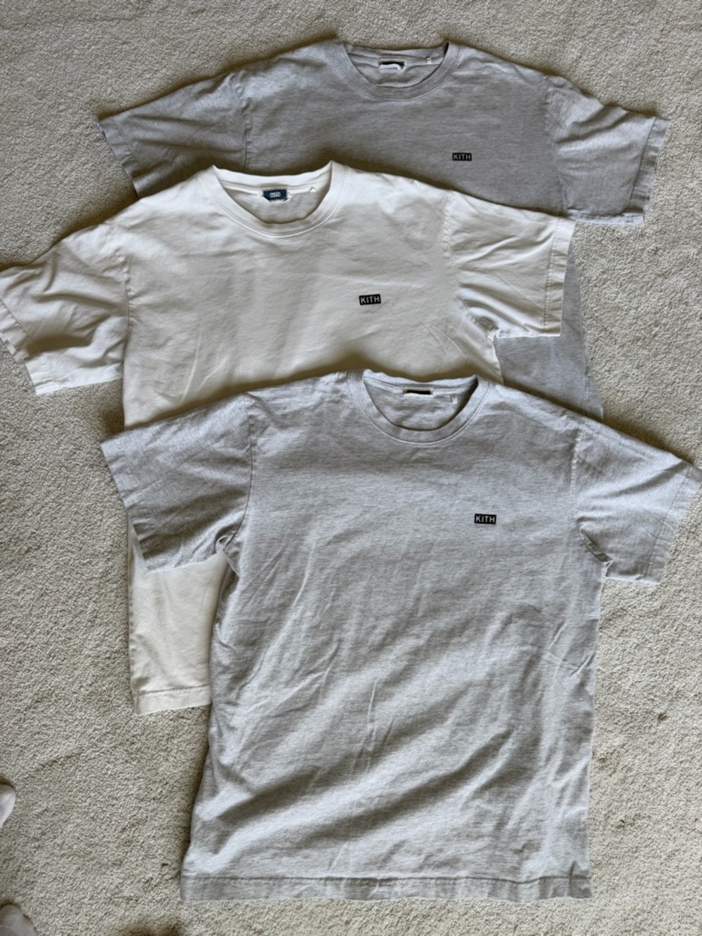 Kith Short Sleeve Crewneck T-Shirt Trio - White & Light Gray